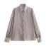 Fashion Grey Polka Dot Lapel Button-down Shirt