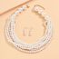 Fashion White Multi-layered Pearl Beaded Necklace And Earrings Set