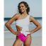 Fashion Pink And White Polyester Color Block Hollow One Piece Swimsuit