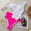Fashion Pink And White Polyester Color Block Hollow One Piece Swimsuit