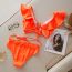 Fashion Orange Polyester Ruffled High-waisted Strappy Tankini Swimsuit