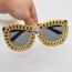 Fashion Gold Metal Diamond Chain Cat Eye Sunglasses