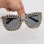 Fashion Gold Metal Diamond Chain Cat Eye Sunglasses