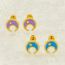 Fashion Blue Stainless Steel Gold Plated Moon Stud Earrings