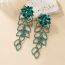 Fashion Green Alloy Diamond Flower Earrings