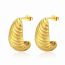 Fashion Gold Titanium Steel Geometric Crescent Thread Earrings