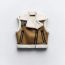 Fashion Brown Blended Lapel Multi-zip Vest Jacket