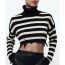 Fashion Black And White Striped Knitted Sweater