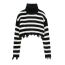 Fashion Black And White Striped Knitted Sweater