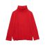 Fashion Red Long Sleeve Stand Collar Knitted Sweater