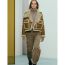 Fashion Khaki Lambswool Paneled Lapel Jacket