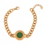Fashion Green Titanium Steel Round Thick Chain Necklace Earrings Bracelet Ring 5-piece Set