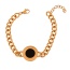 Fashion Black Titanium Steel Round Thick Chain Necklace Earrings Bracelet Ring 5-piece Set