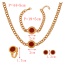 Fashion Red Titanium Steel Round Thick Chain Necklace Earrings Bracelet Ring 5-piece Set