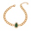 Fashion Green Titanium Steel Inlaid With Zirconium Droplets Thick Chain Necklace Earrings Bracelet Ring 5-piece Set
