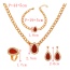 Fashion Red Titanium Steel Inlaid With Zirconium Droplets Thick Chain Necklace Earrings Bracelet Ring 5-piece Set