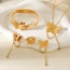 Fashion Gold Titanium Steel Sequin Butterfly Pendant Chain Necklace Earrings Bracelet Ring 5-piece Set