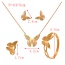 Fashion Gold Titanium Steel Hollow Butterfly Necklace Earrings Bracelet Ring 5-piece Set