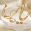 Fashion Gold Double-layer Titanium Steel Sequin Butterfly Snake Bone Chain Necklace Earrings Bracelet Ring 5-piece Set