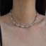 Fashion Grey Pearl Broken Silver Bead Necklace