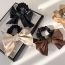 Fashion Black Bow Leather Bow Pleated Hair Tie