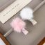 Fashion White Mink Fur Ball Embellished With Diamond Love Hairpin