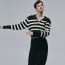 Fashion Black And White Knitted Striped Zip Sweater