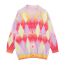 Fashion Color Argyle-knit Breasted Jacket