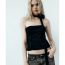 Fashion Black Tulle Pleated Top