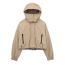 Fashion Khaki Blend Zippered Drawstring Hooded Jacket