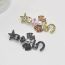 Fashion Black Alloy Diamond Five-pointed Star Bow Number Brooch