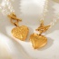Fashion Golden 2 Titanium Steel Letter Love Pendant Beaded Pearl Ot Buckle Necklace