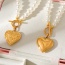 Fashion Golden 2 Titanium Steel Letter Love Pendant Beaded Pearl Ot Buckle Necklace