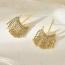 Fashion Gold Copper Set Zircon Scalloped Tassel Earrings