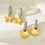 Fashion Golden 2 Copper Inlaid Zircon Heart Hoop Earrings