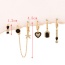 Fashion Gold Copper Inlaid Zircon Drop Oil Love Five-pointed Star Pendant Chain Earrings Set Of 6