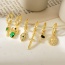 Fashion Gold Copper Inlaid Zircon Cartoon Pendant Earrings 6-piece Set