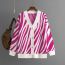 Fashion Rose Red Zebra Print Knitted Buttoned Cardigan Jacket  Core Yarn