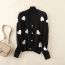 Fashion Black Love V-neck Buttoned Knitted Sweater Cardigan  Core Yarn