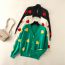 Fashion Green Love V-neck Buttoned Knitted Sweater Cardigan  Core Yarn