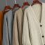 Fashion Grey Knitted Buttoned V-neck Cardigan Jacket  Core Yarn