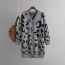 Fashion Apricot Knitted Buttoned V-neck Leopard Print Cardigan Jacket  Core Yarn