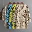 Fashion Yellow Knitted Buttoned V-neck Leopard Print Cardigan Jacket  Core Yarn