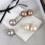Fashion C Matte Gray Metal Geometric Pearl Stud Earrings  Imitation Pearls