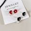 Fashion B Black Flowers Velvet Flower Pearl Earrings  Resin