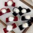 Fashion D Black Bow Hairpin Two-piece Set Velvet Permed Mink Hair Ball Bow Hair Clip  Cloth