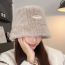 Fashion Beige Polyester Plush Patch Bucket Hat  Polyester