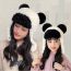 Fashion Adult Black Plush Bear Ear Ear Protection Hood  Polyester
