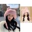 Fashion Adult Pink Polyester Bear Ears Knitted Hood  Polyester