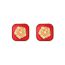 Fashion Red Alloy Oil Drop Flower Square Stud Earrings